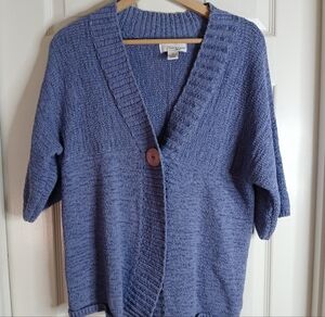 Women's Purple Short Sleeve One Button Sweater Sz 1X